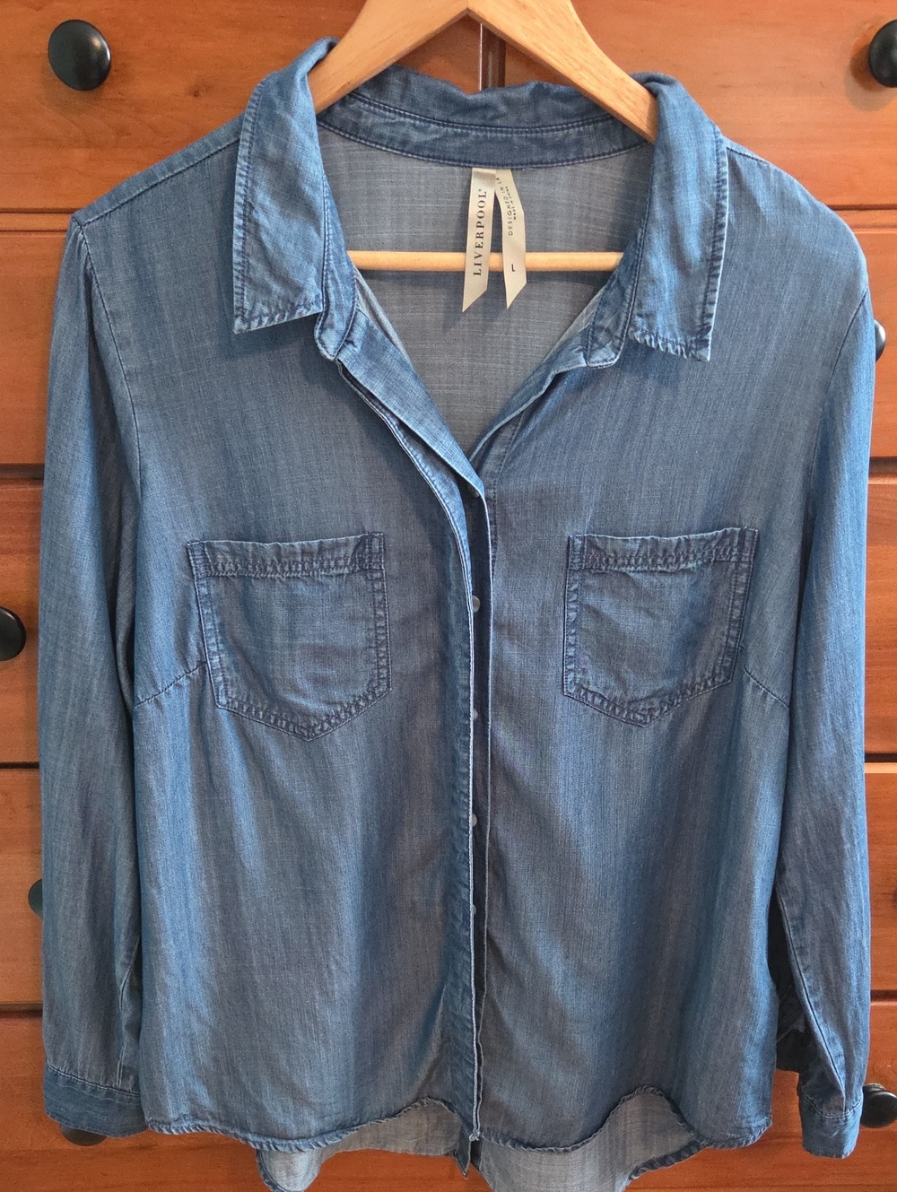 Liverpool Los Angeles Lyocell Denim Button-Up Roll-Tab Shirt
